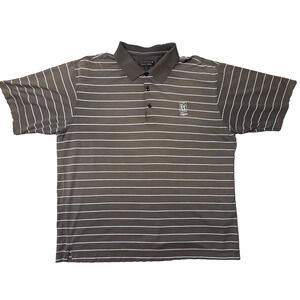 Cutter & Buck TPC Sawgrass Polo Shirt XL Brown Striped Mercerized Cotton Golf